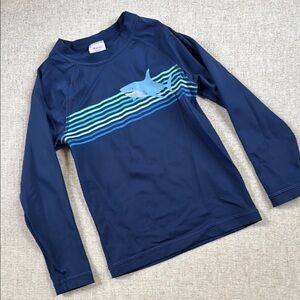 Hanna Andersson Navy Blue Kids Swim Shirt with Shark Design